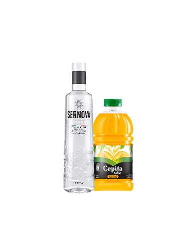 Vodka Sernova x 750 cc + 1 jugo Cepita naranja bot. x 1 lts